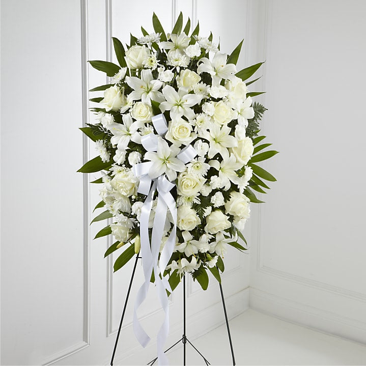product image for Exquisite Tribute Standing Spray-White Ribbon